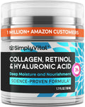 SimplyVital Face Moisturizer Retinol Collagen Hyaluronic Acid Cream 1.7 oz