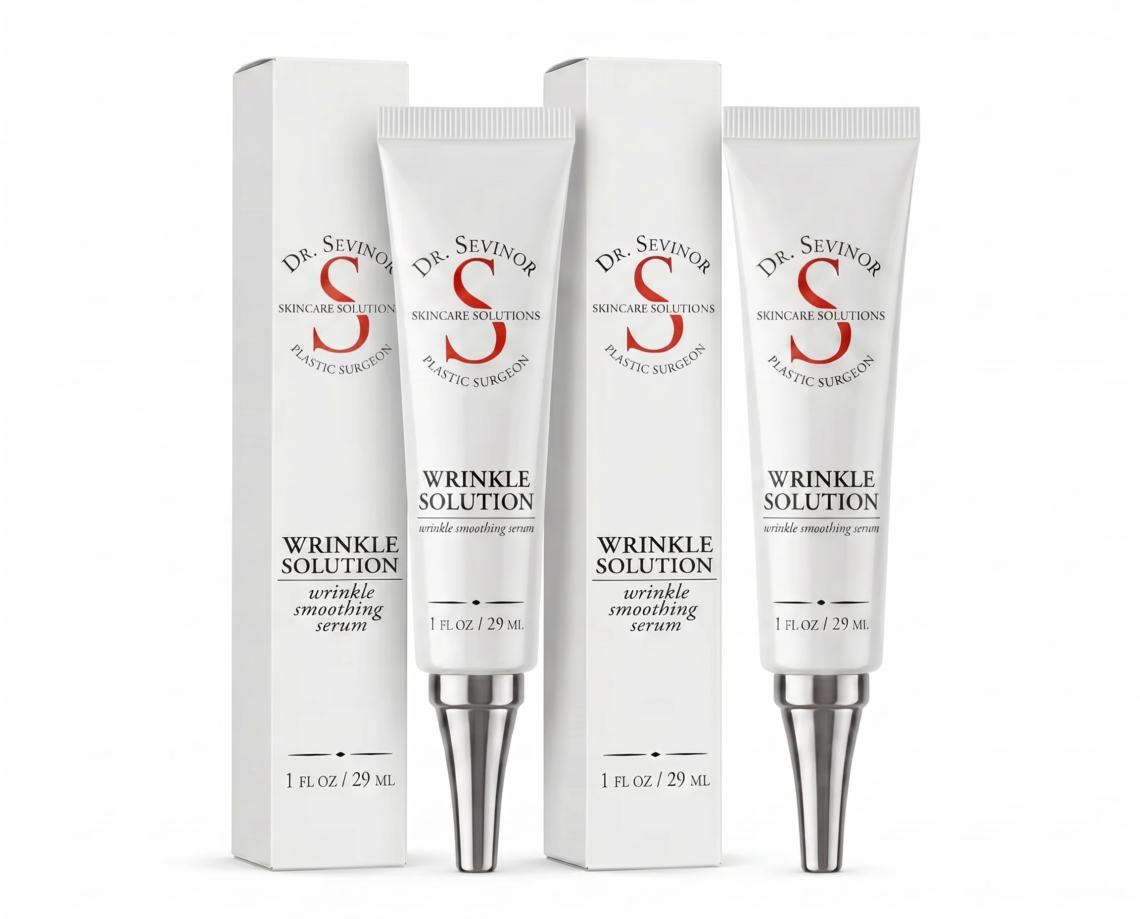 Dr. Sevinor Wrinkle Solution Tinted Serum 2-Pack, 3-Minute Wrinkle Filler for Face with Hyaluronic Acid and Green Tea, 2 x 1 fl oz