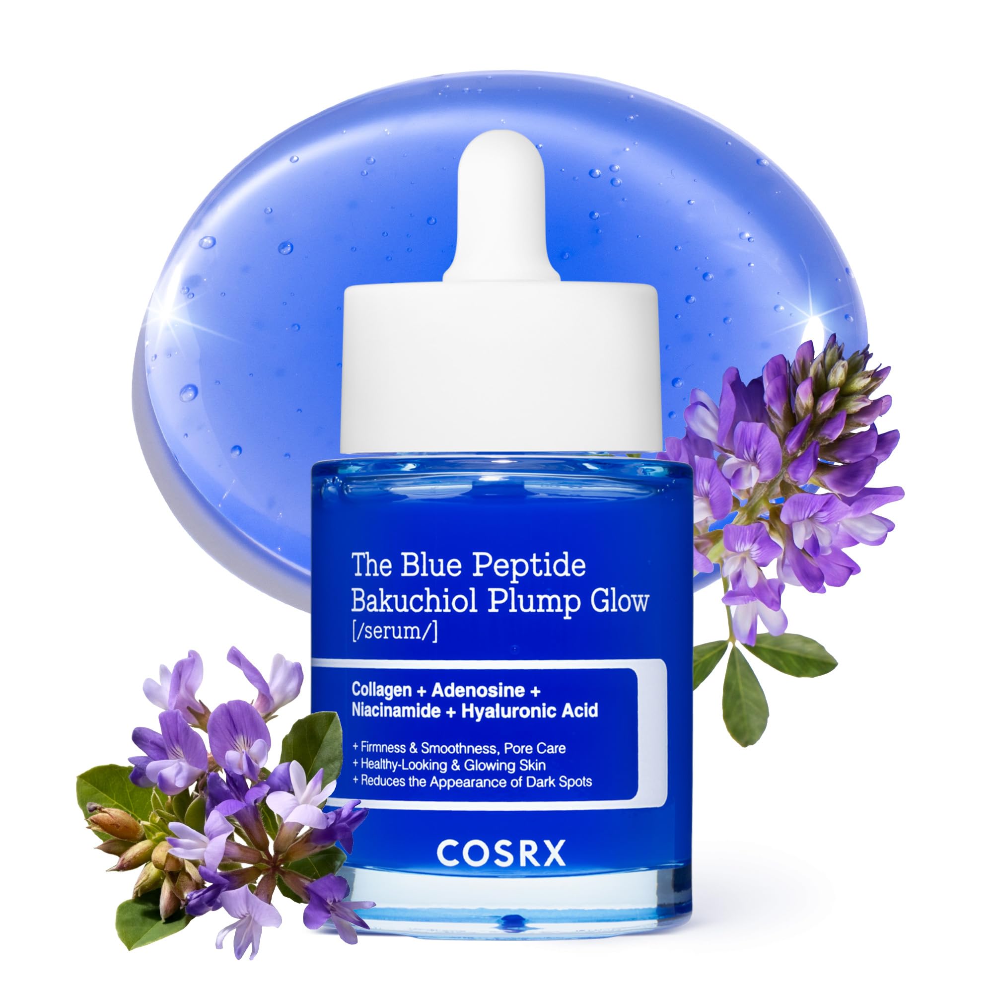 COSRX The Blue Copper Peptide Bakuchiol Serum, Glow & Plumping, 1.69 Fl Oz