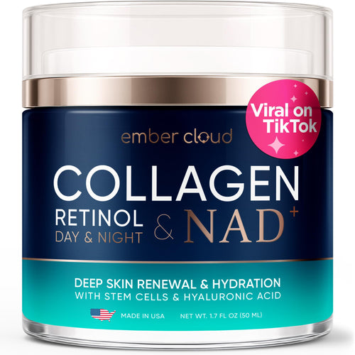 Collagen NAD+ Cream for Face Retinol Hyaluronic Acid 1.7 Oz